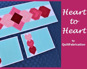 Heart Table Runner Quilt Pattern: Valentine's Day Placemats (PDF Pattern)