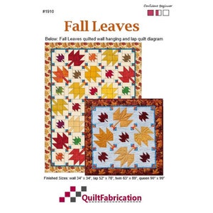 Fall Leaves, Easy Multi Size Quilt Pattern, Fall Leaf Decor image 4