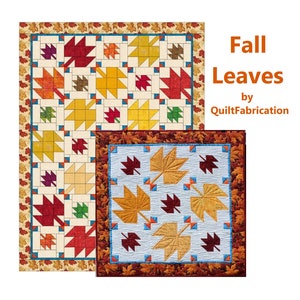 Fall Leaves, Easy Multi Size Quilt Pattern, Fall Leaf Decor image 2