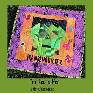 Frankenquilter, Halloween Decor, Quilt Pattern, Frankenstein Decor, Quilt Block, Easy Quilt Pattern, Monster Face, Halloween Mini Quilt image 1