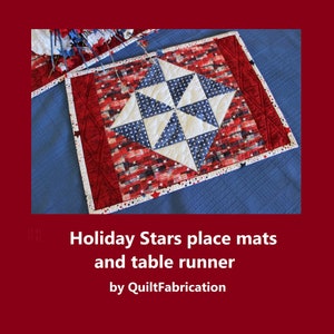 Holiday Stars, Placemat, Table Runner, Quilt Pattern, Home Decor, Easy Quilt Pattern, Christmas Decoration, Patriotic, Seasonal Decor image 4