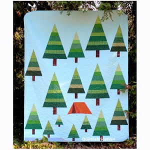 Gone Camping Quilt Pattern: Paper Pieced Tent & Trees (PDF Download)