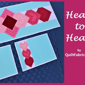 Valentine Table Runner, Heart to Heart, Heart Table Runner, Quilt Pattern, Holiday, Valentines Day, Heart Quilt, Table Decor, Holiday Decor image 1