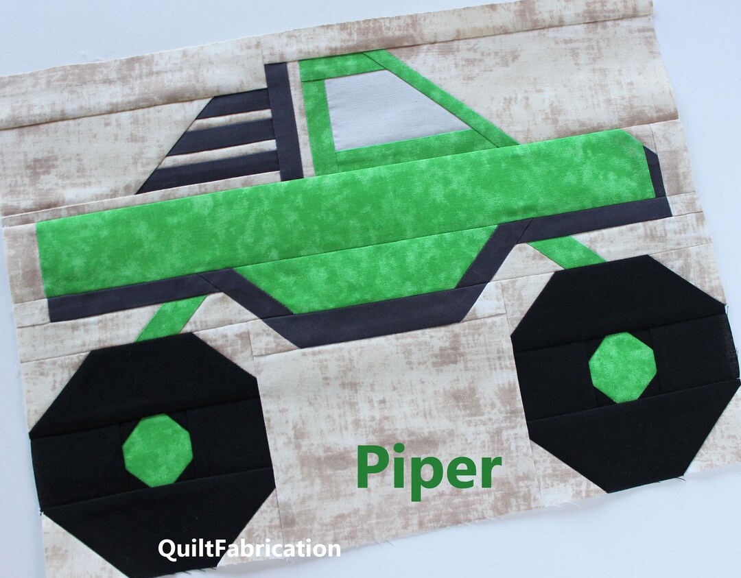 Monster Truck Quilt Block Pattern, Piper, Instant PDF Download