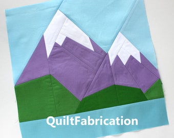 Purple Mountains Majesty, Quilt Block, Template Paper Piecing, Intermediate Level, 2 maten, Instant PDF Download Patroon