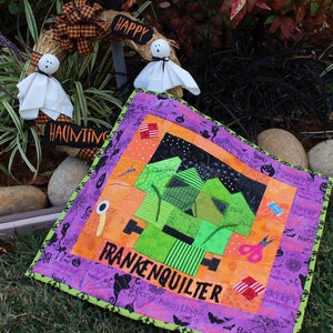 Frankenquilter, Halloween Decor, Quilt Pattern, Frankenstein Decor, Quilt Block, Easy Quilt Pattern, Monster Face, Halloween Mini Quilt image 6