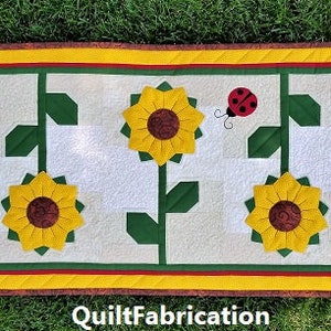 Sunflower Table Runner, Quilt Pattern, PDF Instant Download, Modern Dresden Flowers image 2