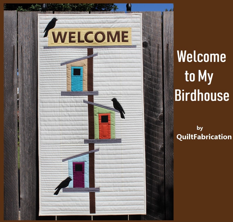 Welcome to My Birdhouse, Bird Wall Hanging Quilt Pattern, Instant Download PDF image 7