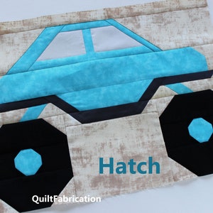 Monster Truck Quilt Block Pattern, Hatch, Instant PDF Download, Beginner Pattern