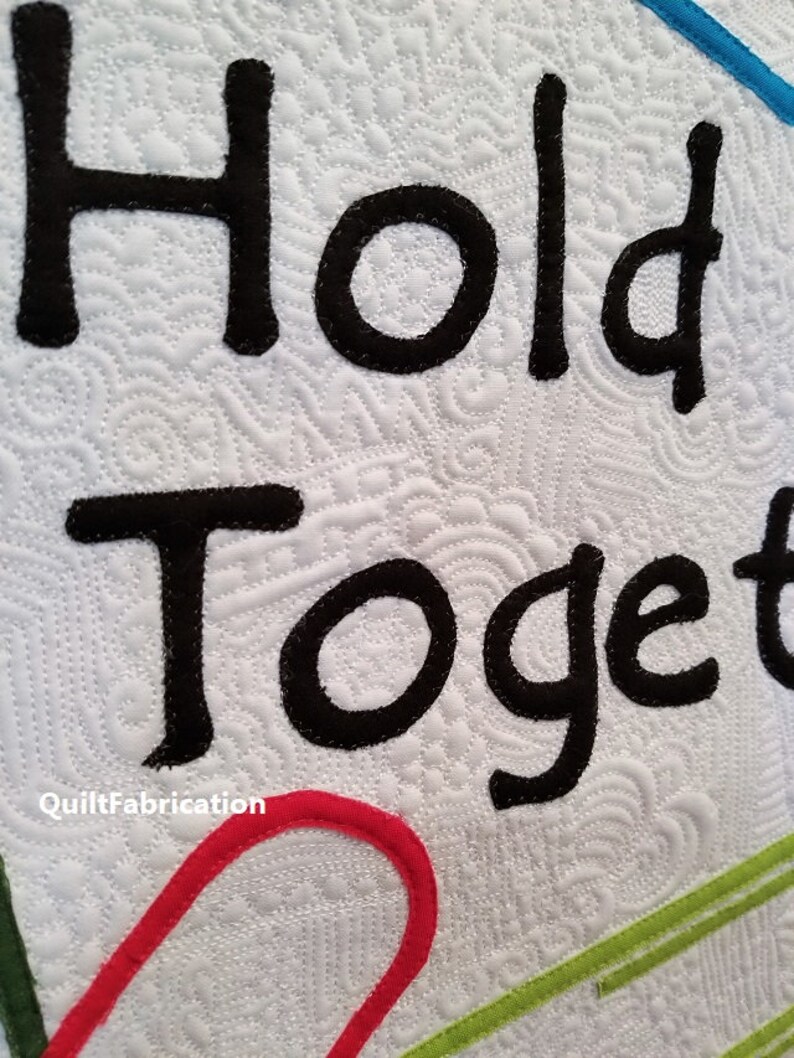 Hold It Together, Paperclips Wall Hanging, Modern Applique Quilt Pattern, Instant PDF Download, Humorous Art Decor image 2