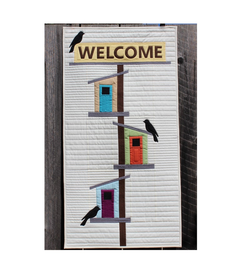 Welcome to My Birdhouse, Bird Wall Hanging Quilt Pattern, Instant Download PDF image 3