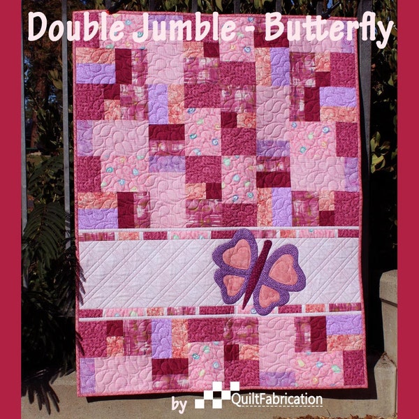 Butterfly Quilt Pattern, Crib Quilt, Pink, Girl Quilt, Instant Download PDF, Toddler Quilt, Applique Butterfly