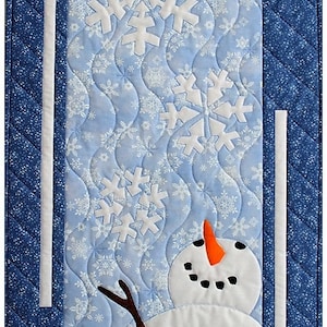 Let It Snow, Snowman, Snowflakes, Holiday Decor, Winter Wall Decor, Easy Applique Quilt Pattern image 2