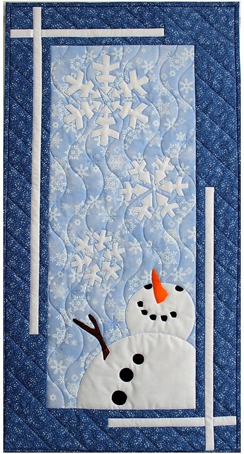 Let It Snow, Snowman, Snowflakes, Holiday Decor, Winter Wall Decor, Easy Applique Quilt Pattern image 2