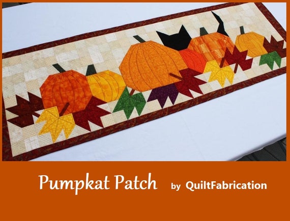 Pumpkat Patch Table Runner Pumpkin Cat Leaf Decor Fall Etsy