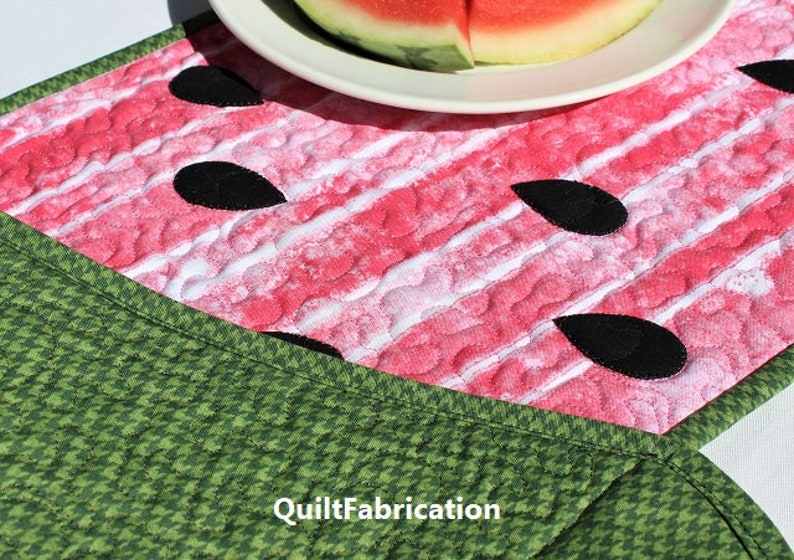 Watermelon Table Runner, Watermelon Decor, Table Decoration, Picnic Table Decor, Picnic Party, Summer Decorations, Quilt Pattern, Home Decor image 4