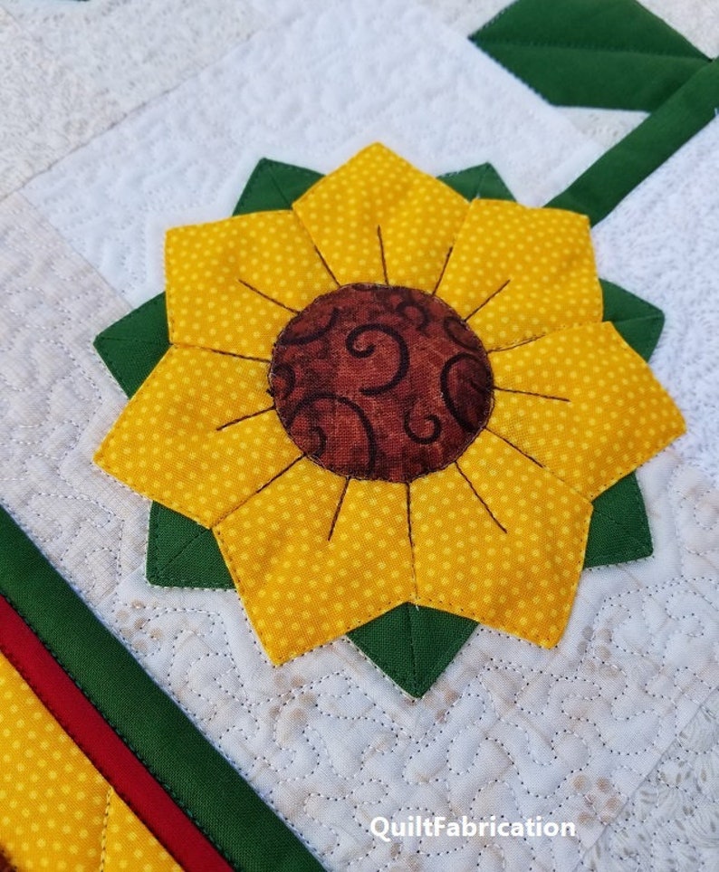 Sunflower Table Runner, Quilt Pattern, PDF Instant Download, Modern Dresden Flowers image 5