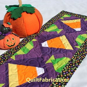 Halloween Candy table runner, Intermediate PDF Download Quilt Pattern, Fall Decoration image 1