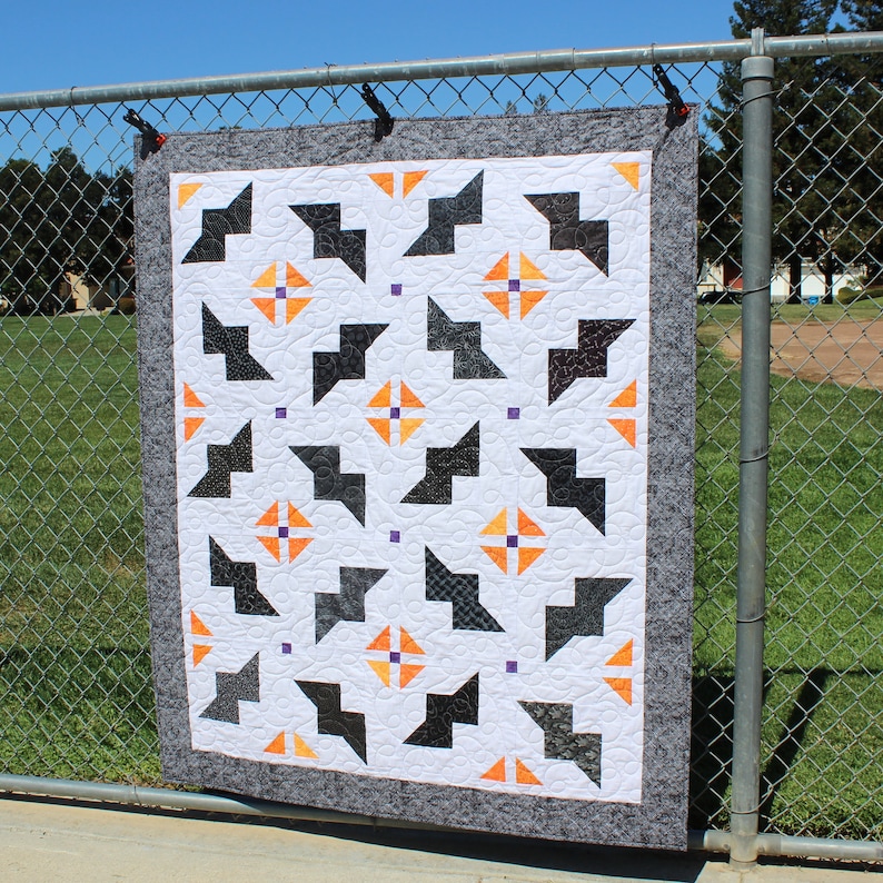 Just Batty, Halloween Quilt Pattern, Multi Sized, Easy Fall Quilt Pattern image 1