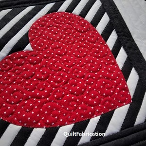 Love Match, Modern, Hearts, Table Runner, Quilt Pattern PDF, Valentine Decor, Black, White, Red, Home Decor, Striped Decor, Holiday Decor image 3