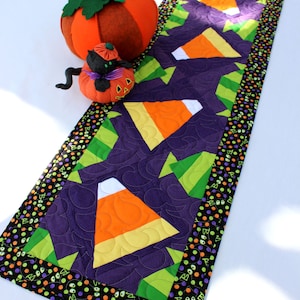 Halloween Candy table runner, Intermediate PDF Download Quilt Pattern, Fall Decoration image 5