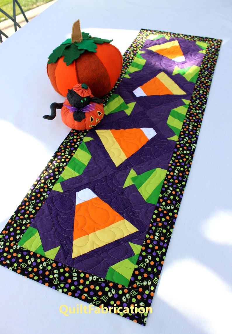 Halloween Candy table runner, Intermediate PDF Download Quilt Pattern, Fall Decoration image 5