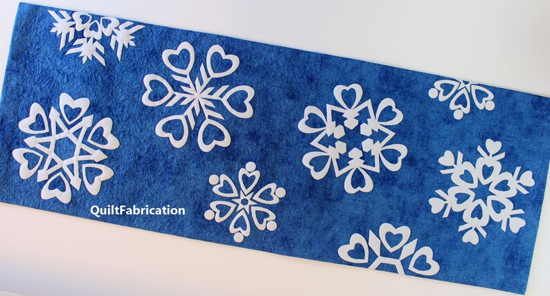Snowflake Table Runner Applique PDF Quilt Pattern Winter image 1