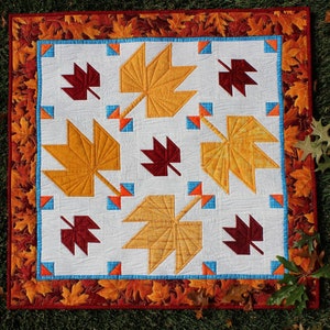 Fall Leaves, Easy Multi Size Quilt Pattern, Fall Leaf Decor image 1