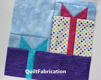 Gift Boxes Quilt Block, Easy Beginner Quilting Pattern, Instant PDF Download