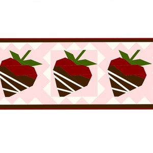 Chocolate Dipped Strawberries Table Runner, Instant Download PDF Quilt Pattern, Paper Pieced Intermediate Level image 5