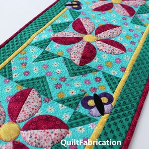 Wildflowers Table Runner, Butterflies, Applique, Beginner PDF Instant Download Quilt Pattern