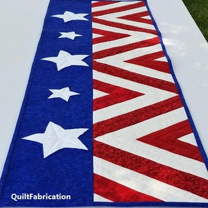 Salute Runner, 4th of July, Red White Blue Quilt Pattern,Patriotic, Modern, Table Decor, Wall Decor, Quilt Art, Holiday, Stars and Stripes image 2