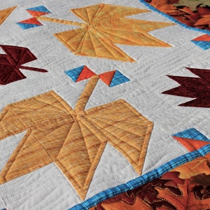 Fall Leaves, Easy Multi Size Quilt Pattern, Fall Leaf Decor image 3