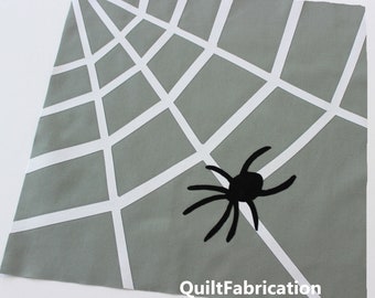 Spider Web Quilt Block, Easy Beginner Applique Pattern, Halloween PDF Download
