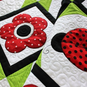 Ladybug Dance, Quilt Pattern, Applique Quilt, Baby Quilt, Wall Hanging, Easy Applique Quilt Pattern image 2