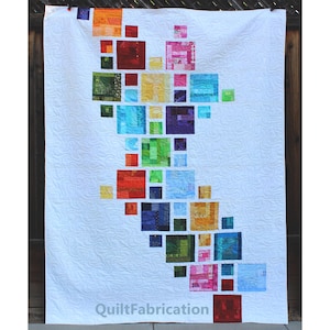 Rainbow Tornado, PDF Quilt Pattern, Lap and Twin XL Sizes, Easy Beginner, Modern Scrap Quilt