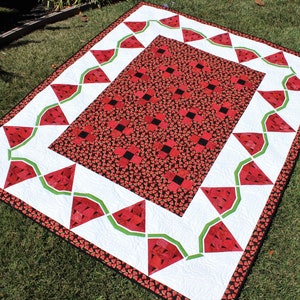 Watermelon Delight, Summer Picnic Quilt, Intermediate PDF Quilt Pattern, Lap, Twin Sizes, Watermelon Decoration 画像 3