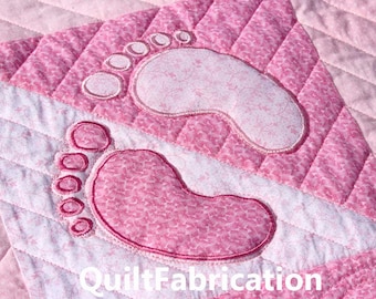 Baby Feet Quilt Block, 9in and 12in, Easy Applique, Beginner Quilt Pattern, PDF Download