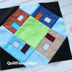 Neighbors Quilt Block, Instant PDF Download, Easy Beginner Quilt Pattern