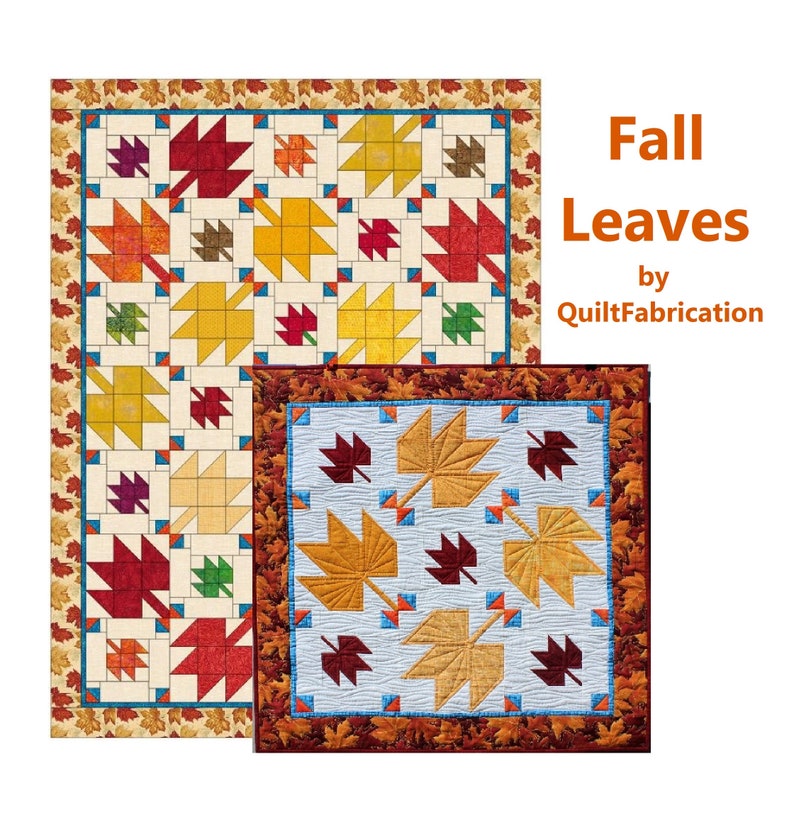 Fall Leaves, Easy Multi Size Quilt Pattern, Fall Leaf Decor image 2
