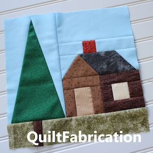 Cabin in the Woods Quilt Block, PDF Download, Intermediate Block Pattern