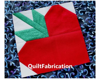 Bloc de courtepointe aux fraises, motif PDF à téléchargement immédiat pour débutant, tailles multiples