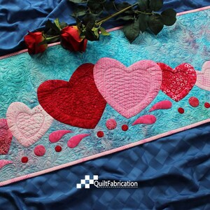 Valentine Table Runner, Hearts, Valentines, Quilt Pattern, Love Abounds, Holiday, Home Decor, Applique, Valentine Decoration, Modern Decor image 5