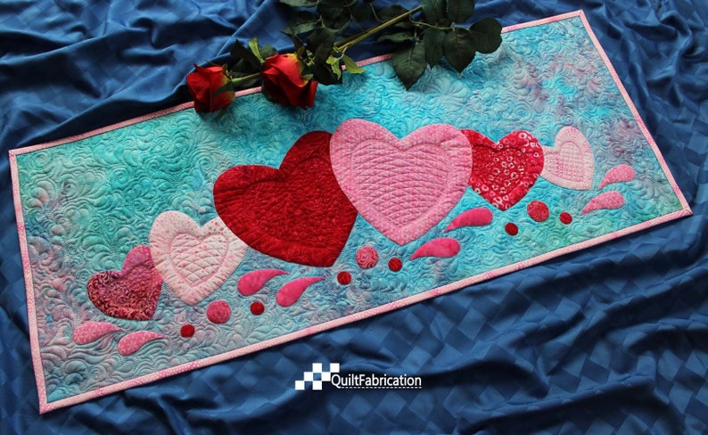 Valentine Table Runner, Hearts, Valentines, Quilt Pattern, Love Abounds, Holiday, Home Decor, Applique, Valentine Decoration, Modern Decor image 5