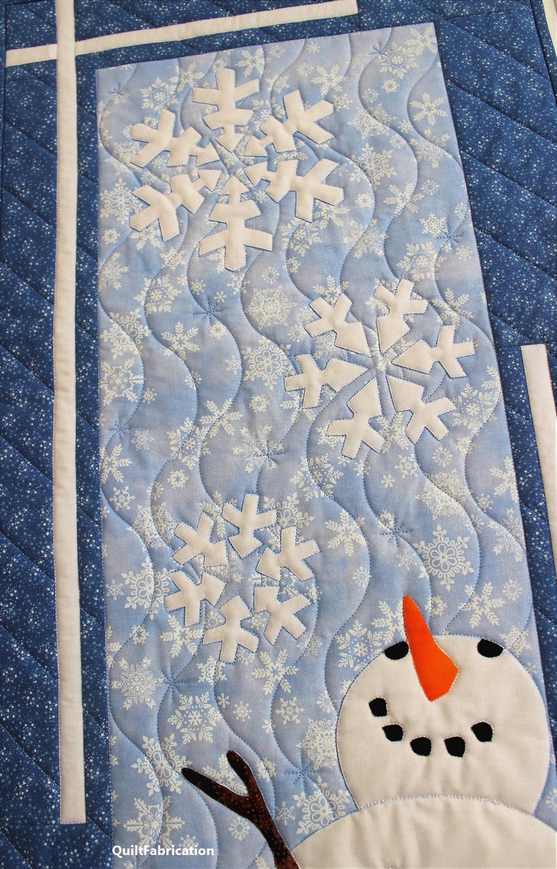 Let It Snow, Snowman, Snowflakes, Holiday Decor, Winter Wall Decor, Easy Applique Quilt Pattern image 3