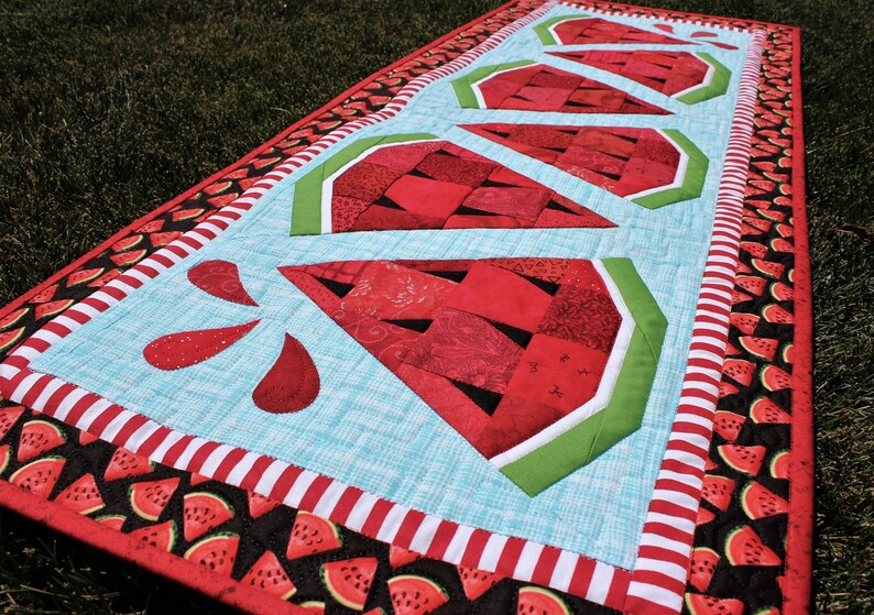 A Juicy Watermelon Wedge On The Watermelon Twist Table Runner! Pattern B1E