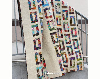 Slots Quilt, Charm Square, Scrap Quilt Pattern, Modern, Easy Beginner Lap/Twin Quilt, Instant PDF Download Quilt Pattern