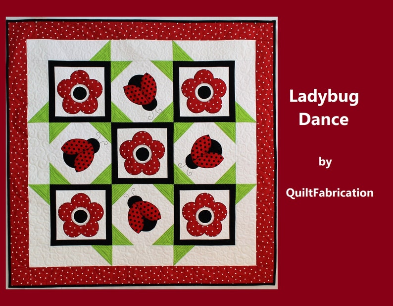 Ladybug Dance, Quilt Pattern, Applique Quilt, Baby Quilt, Wall Hanging, Easy Applique Quilt Pattern image 6