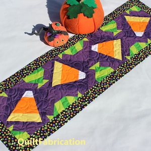 Halloween Candy table runner, Intermediate PDF Download Quilt Pattern, Fall Decoration image 2