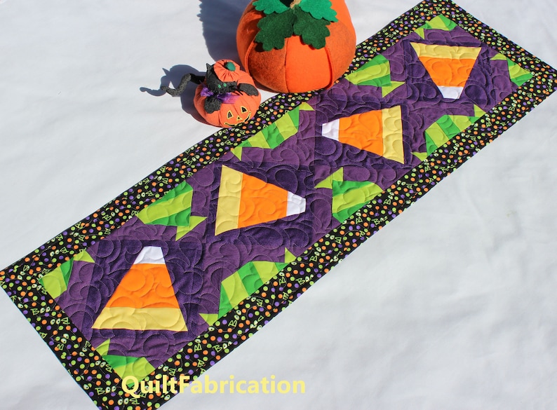 Halloween Candy table runner, Intermediate PDF Download Quilt Pattern, Fall Decoration image 2